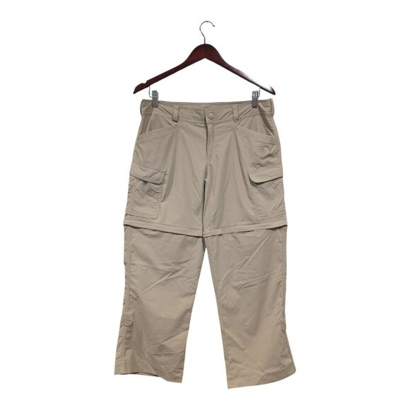 The North Face Tan Nylon Zip Convertible Hiking Pants Women’s Size 8 Cropped - Picture 1 of 16